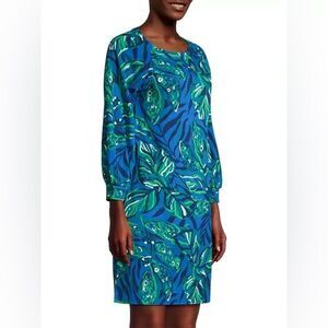Lilly Pulitzer Eliana Cotton T-Shirt Dress Indigo Breeze Shady Gators SZ L